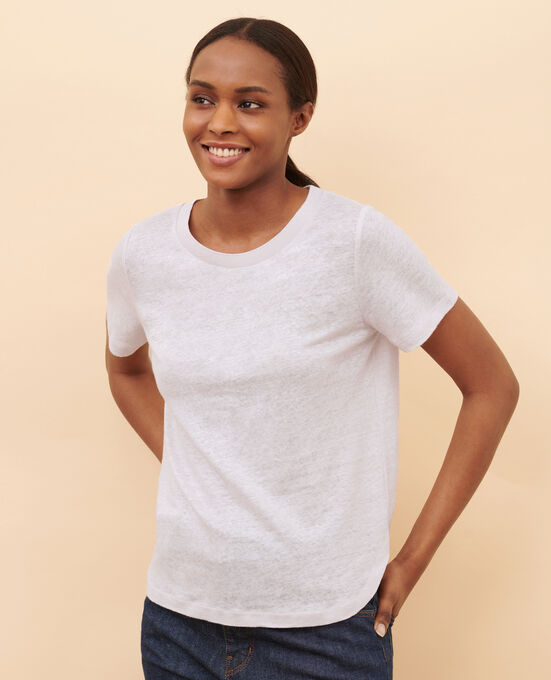 AMANDINE - Camiseta con cuello redondo de lino 0700 LILAC HINT