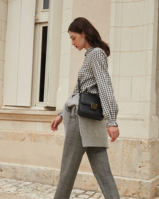 Blusa de algodón mezclado A093 BLACK CHECK