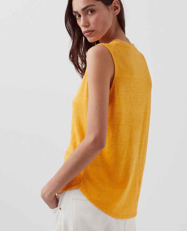 MARCELLE - Camiseta de lino sin mangas H450 artisan's gold