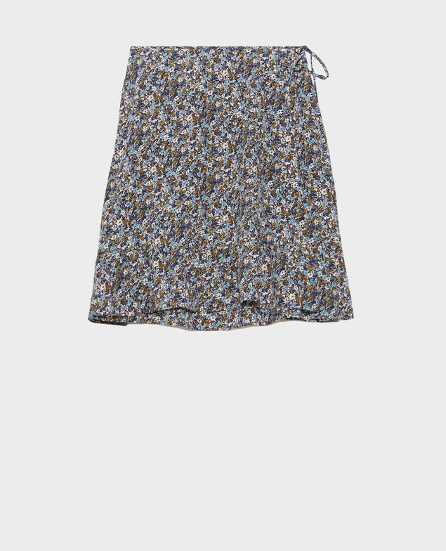 Falda cruzada corta de seda 6007c liberty green