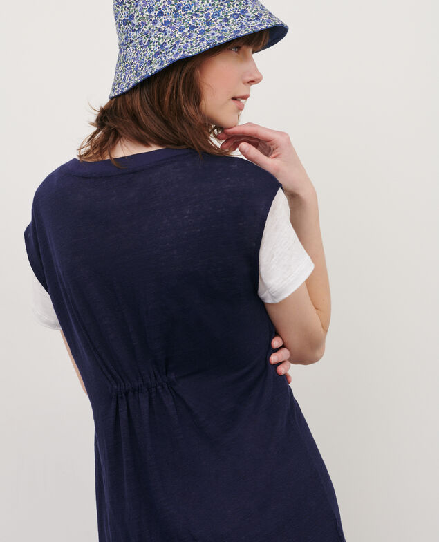 Vestido corto de lino 68 blue