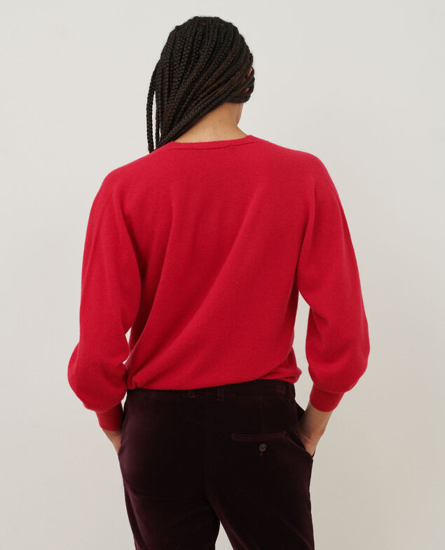 Jersey con cuello de pico de cachemir A150 red knit