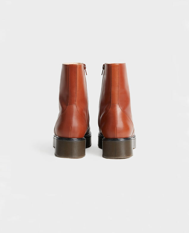 Botines de cuero con plataforma Brandy brown