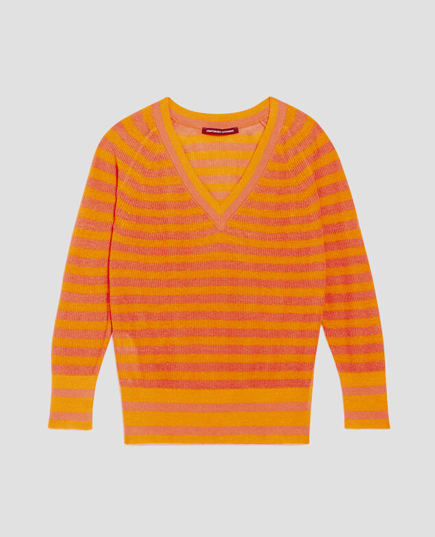 Jersey de lino con cuello de pico H231 thin sheen