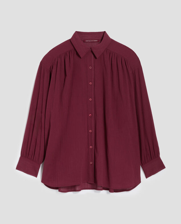 Blusa de algodón plisado J750 burgundy