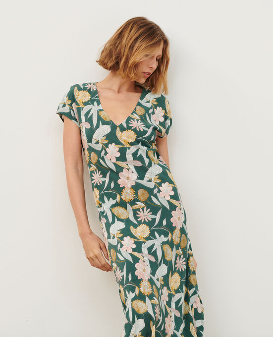 Vestido midi fluido 0331 KAKI AUBEPINE