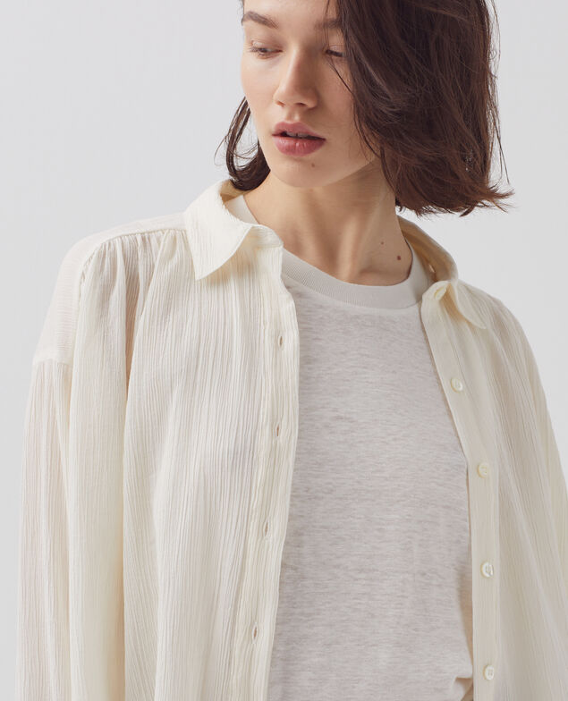 Blusa de algodón plisado H303 white swan