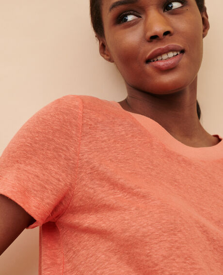 AMANDINE - Camiseta con cuello redondo de lino 21 light orange 2ste055f05