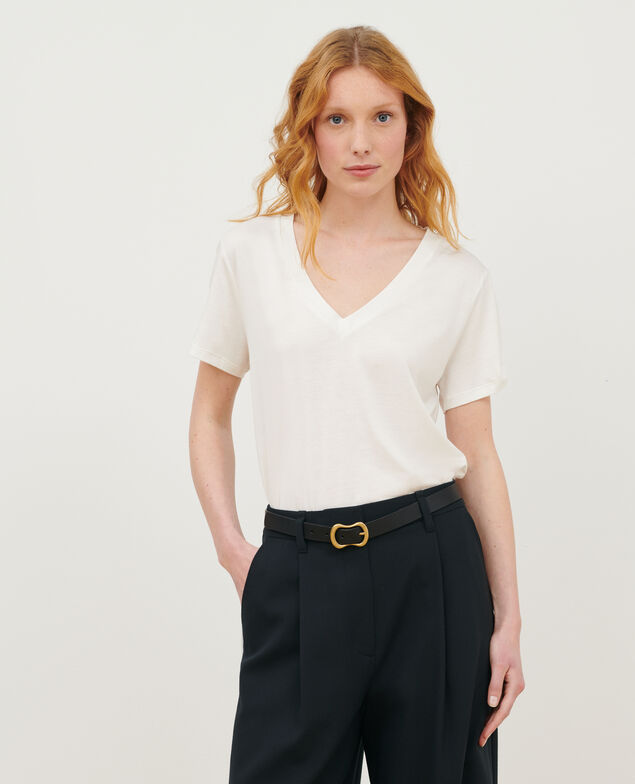 LÉA - Camiseta fluida con cuello de pico