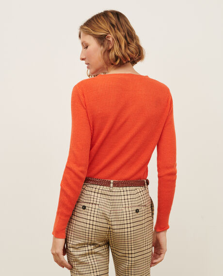 Jersey con textura de lino 0250 tiger lily orange 3sju191l01