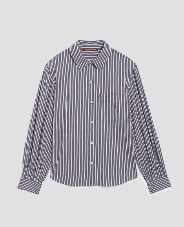 Camisa de algodón satinado I660 st blue white