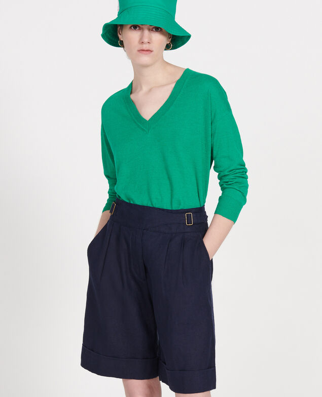 Jersey de lino y algodón bío Golf green