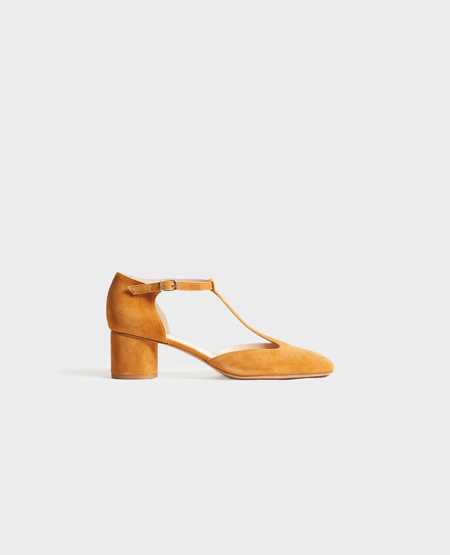 Zapatos salomé de ante con tacón Pumpkin spice