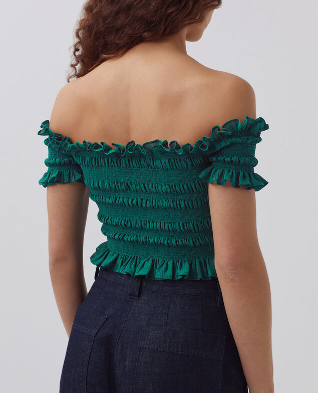 Top corto con fruncidos H644 spruced-up blue