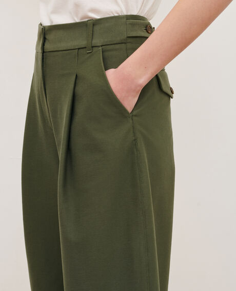 PEGGY - Pantalón de sarga de punto jersey 0571 thyme green 3spj020p04