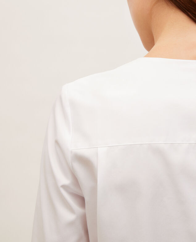  Blusa de algodón con cuello fular desmontable Brilliant white