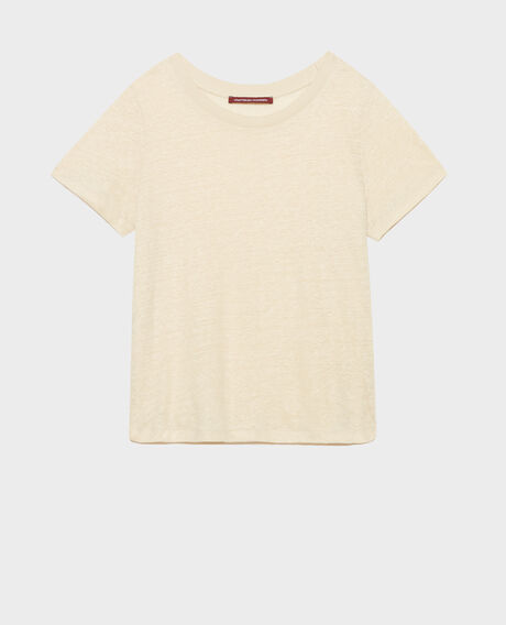 AMANDINE - Camiseta con cuello redondo de lino 0300 castle wall 2ste055f05