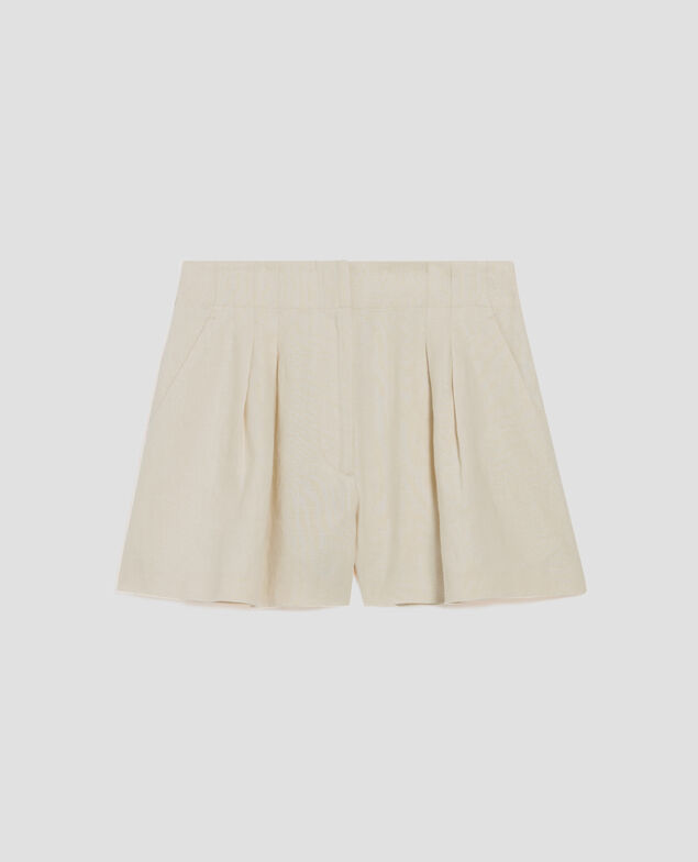 Short de lino con pinzas H303 white swan