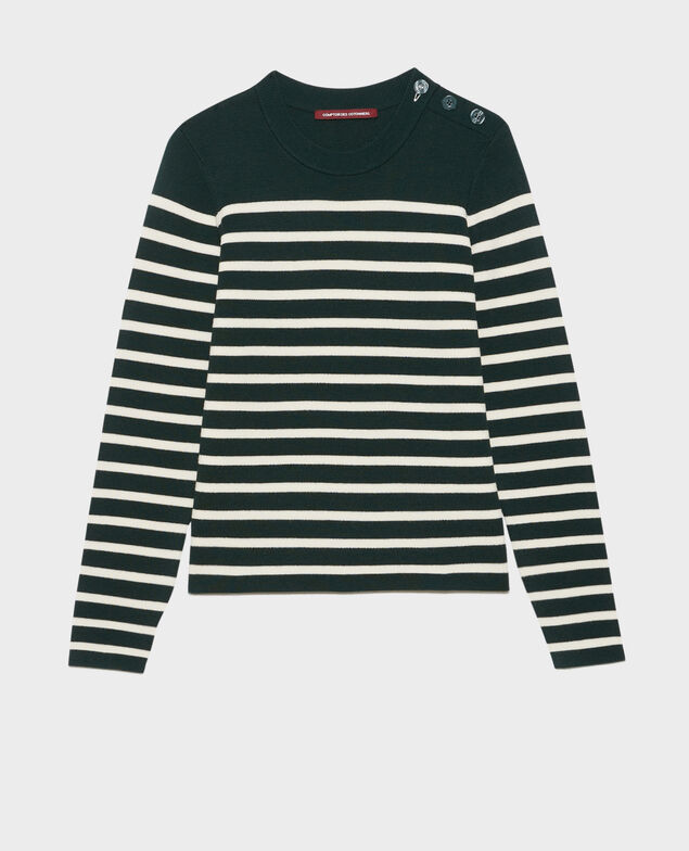 MADDY - Jersey marinero de lana merina 8872 58 darkgreen stripe