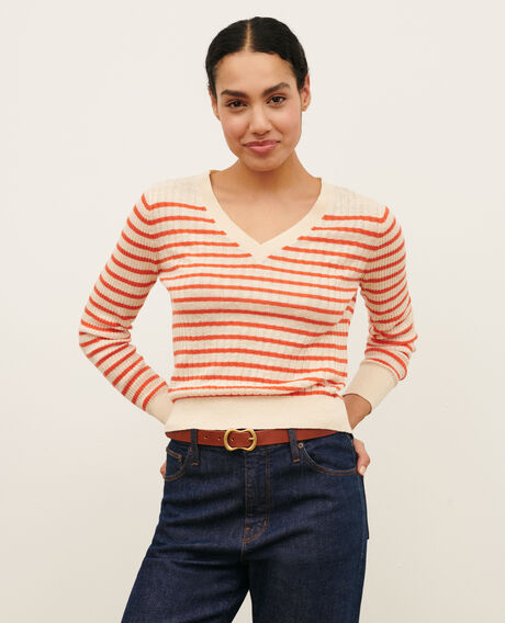 Jersey de rayas de lino 0240 tiger lily stripes 3sju271l01