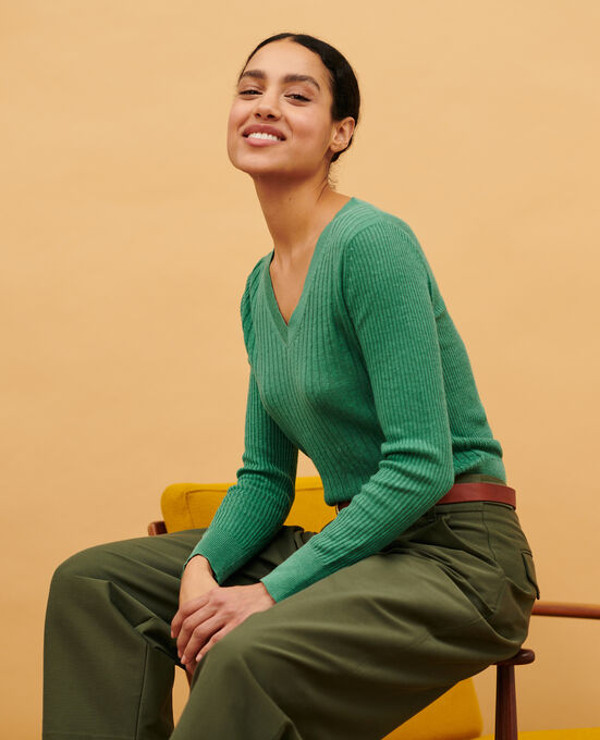 Jersey con textura de lino 0542 PINE GREEN