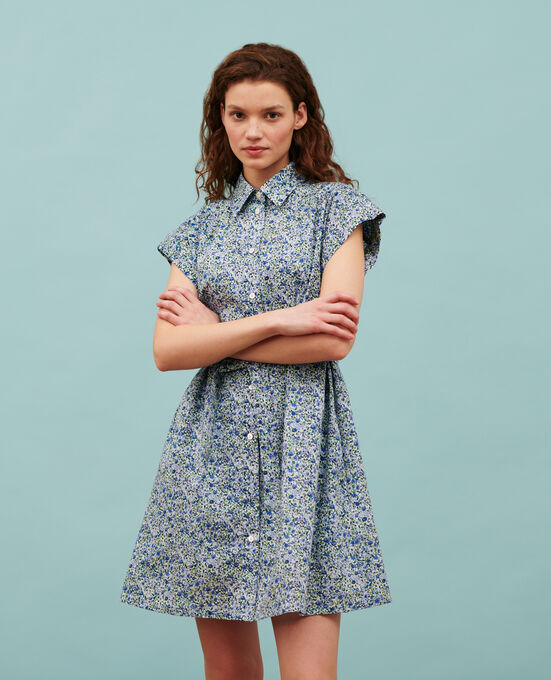 Vestido corto de gasa de algodón 7050 92_PRINT_BLUE