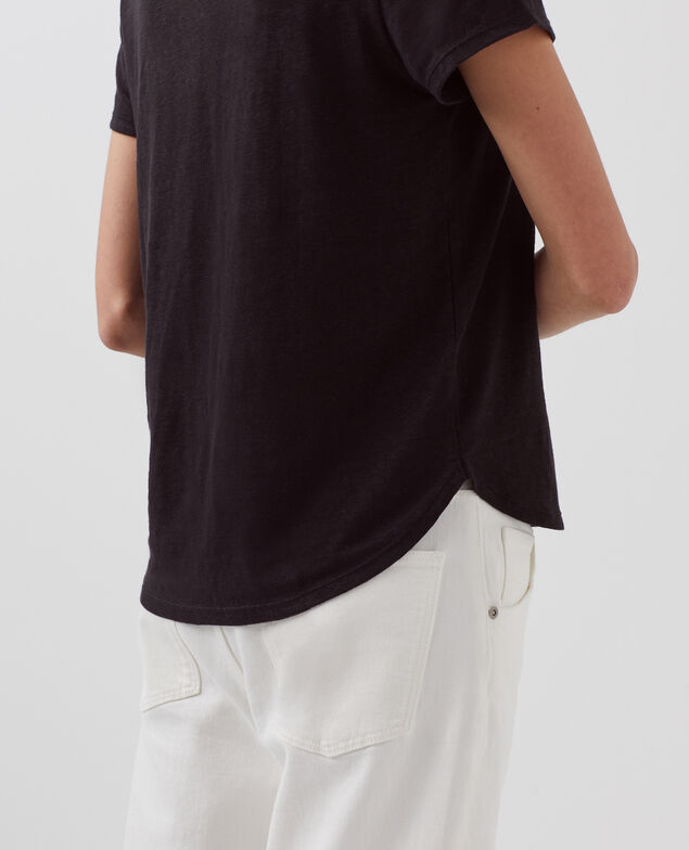 AMANDINE - Camiseta con cuello redondo de lino H091 black beauty