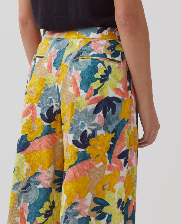 YVONNE - Pantalón amplio de algodón 0430 palmeraie yellow