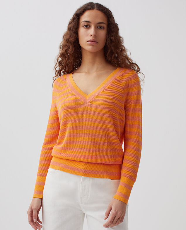 Jersey de lino con cuello de pico H231 thin sheen
