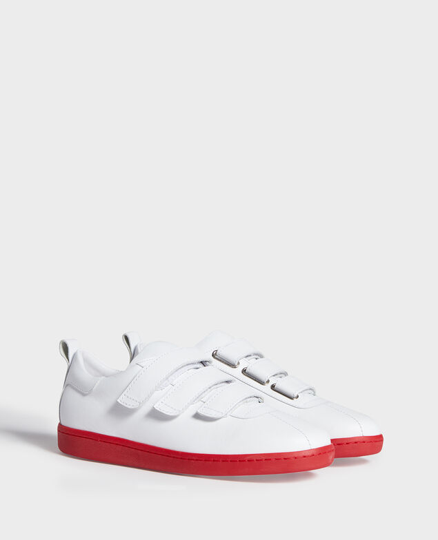 Sneakers de cuero con tiras de velcro White fiery red