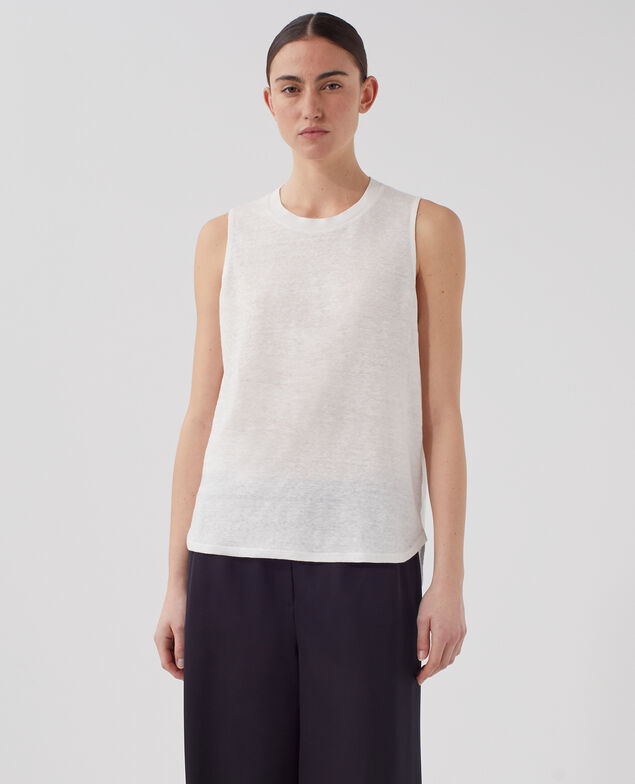 MARCELLE - Camiseta de lino sin mangas U010 off white