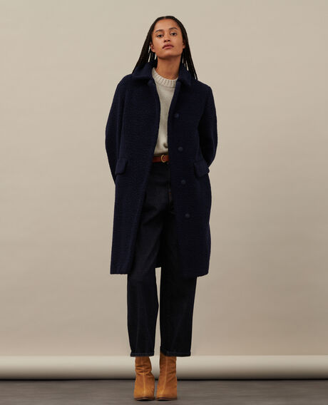 Abrigo largo de lana mezclada 8851 66 blue 2wcj012w08
