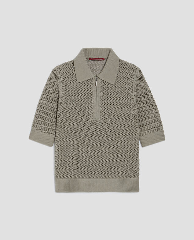 Jersey cuello polo con cremallera de algodón J050 shadow gray