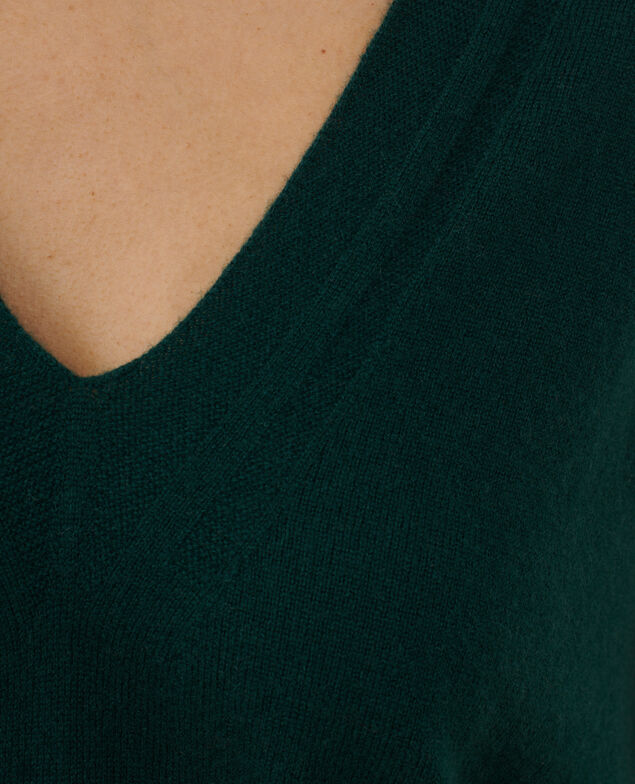 Jersey con cuello de pico de cachemir A552 green knit 3wju082w23