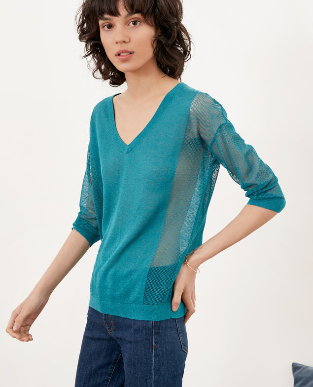 Jersey con detalles calados Pacific green