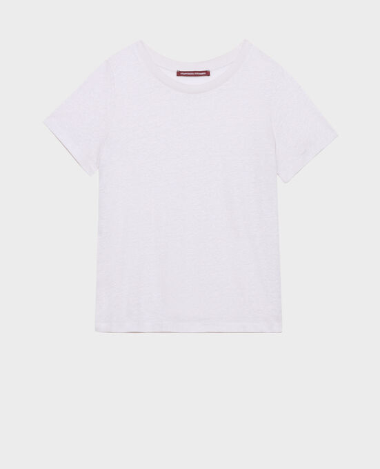AMANDINE - Camiseta con cuello redondo de lino 0700 LILAC HINT