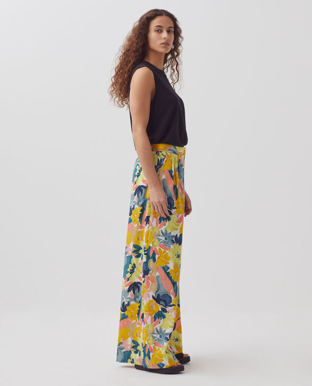 YVONNE - Pantalón amplio de algodón 0430 palmeraie yellow