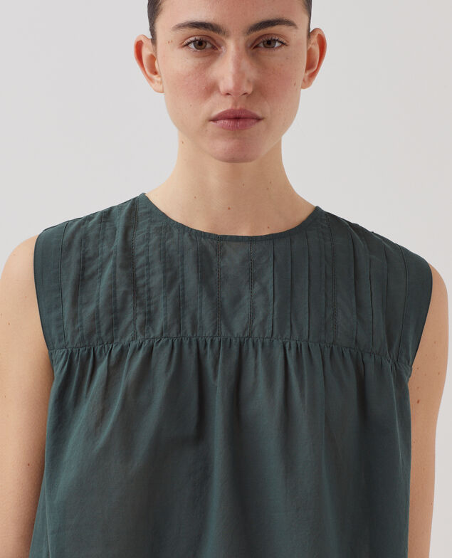 Top sin mangas de gasa de algodón J590 spruce green