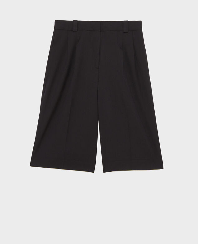 Bermudas anchas de lana con talle alto Black beauty