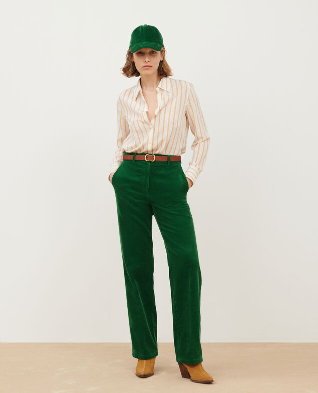 SYBILLE - Camisa de seda A012 white stripe 3ssh214s01