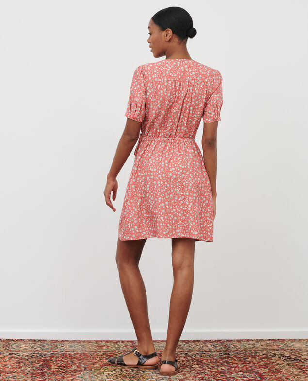 Vestido con escote cruzado 96 print pink