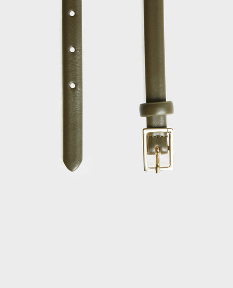  Cinturón fino de cuero con hebilla rectangular Military green Meillard