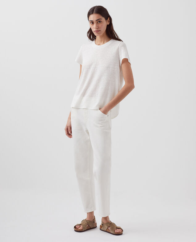 AMANDINE -  Camiseta con cuello redondo de lino H001 brillant white