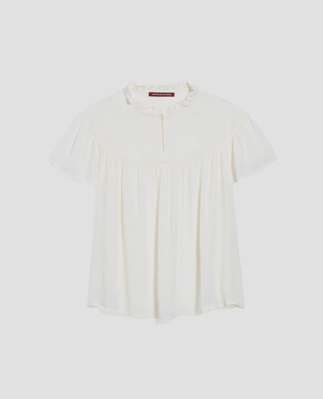 Blusa fluida de manga corta H013 gardenia