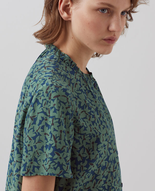 Blusa fluida de manga corta H642 petal majolica