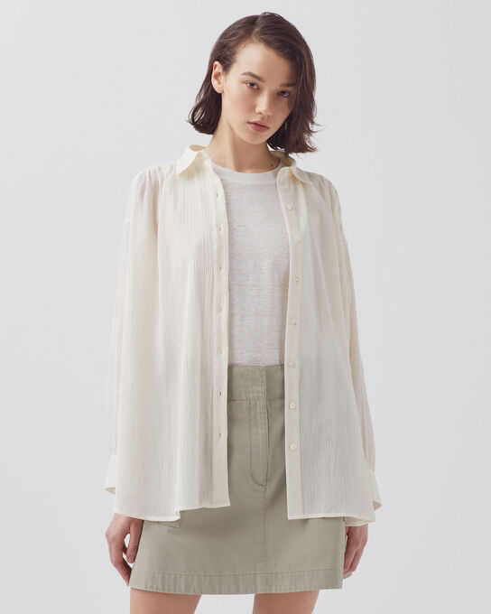 Blusa de algodón plisado H303 WHITE SWAN