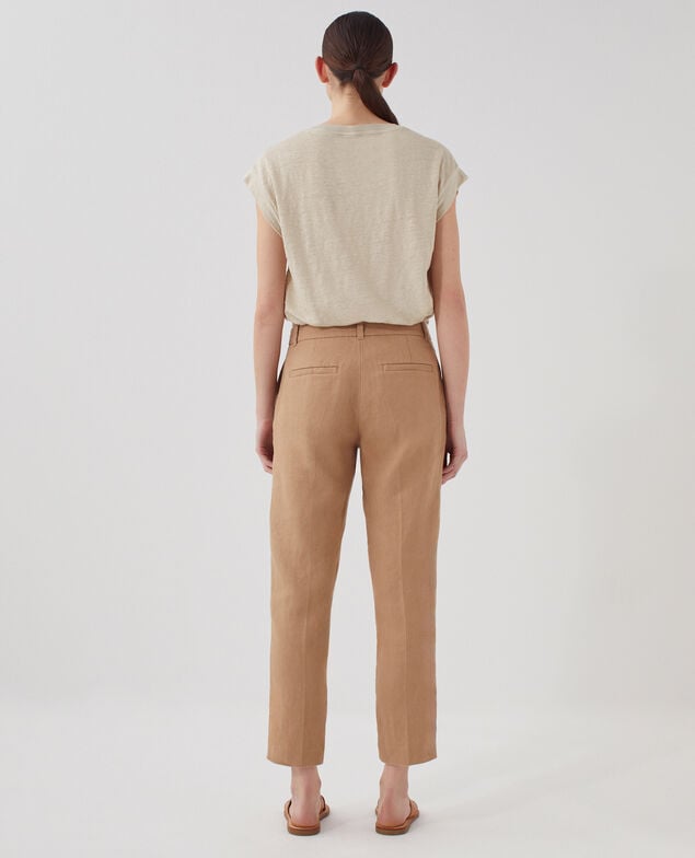 MARGUERITE - Pantalón cigarette de lino H330 tiger's eye