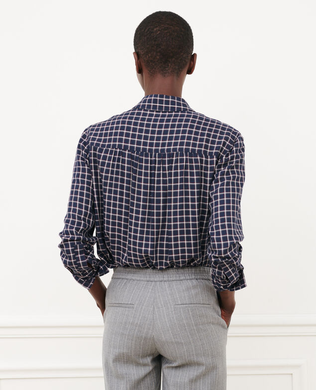 Camisa fluida de cuadros 8869 69 navy check 2wsh226v13