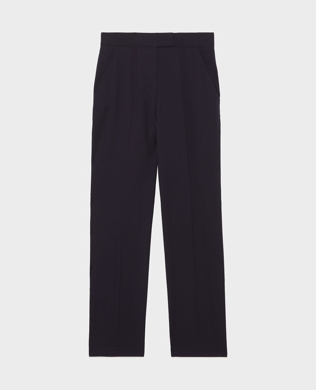 MARCELLE - Pantalón recto de lana estilo masculino Night sky