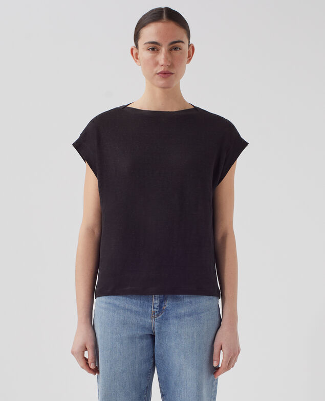 KARO - Camiseta corte caja de lino H091 black beauty
